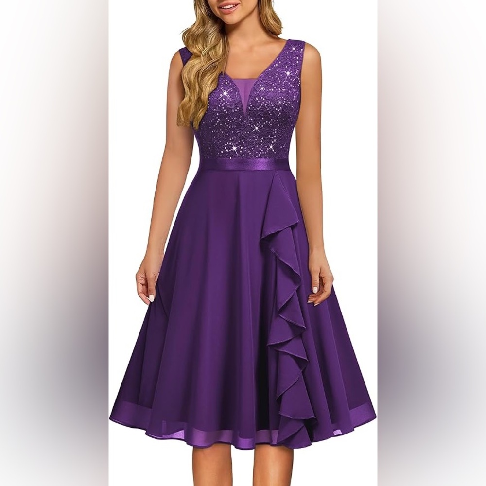 Elegant Purple Sleeveless Dress